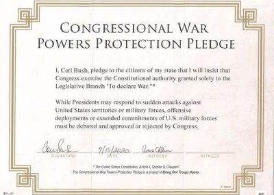 Release – Rep. Cori Bush (D-MO) Pledges to Protect Congressional War Powers