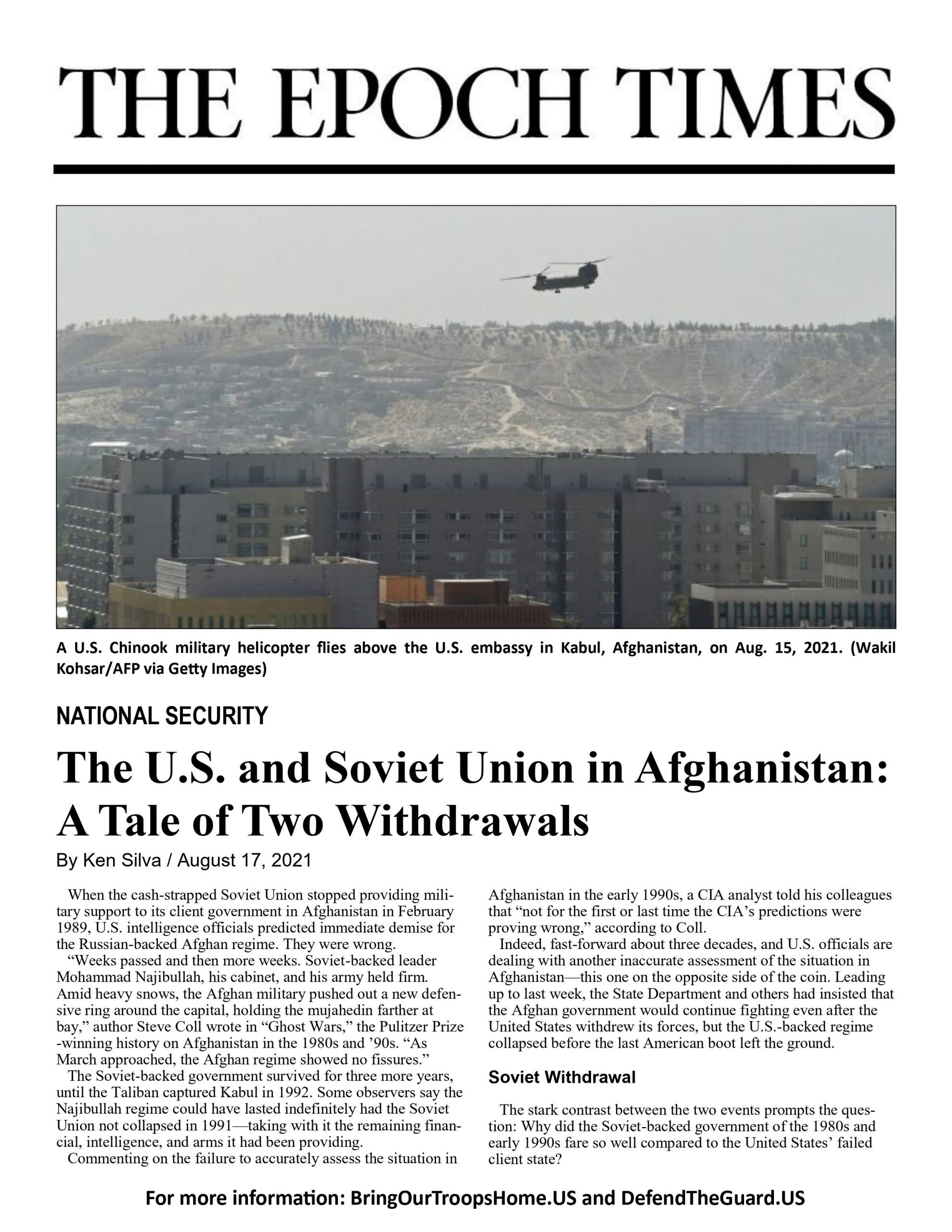 The U.S. and Soviet Union in Afghanistan: A Tale of Two Withdrawals