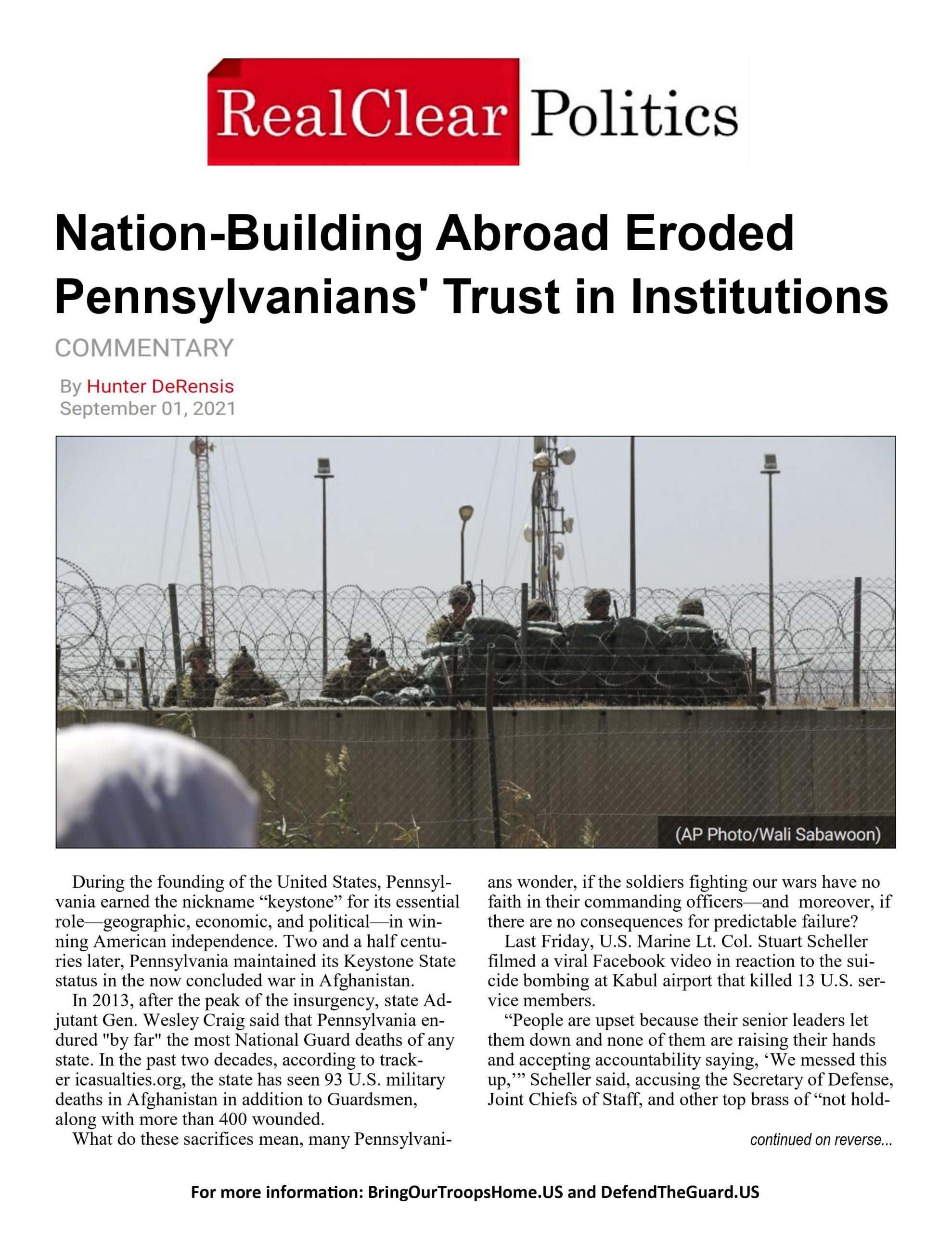 Nation-Building Abroad Eroded Pennsylvanians’ Trust in Institutions