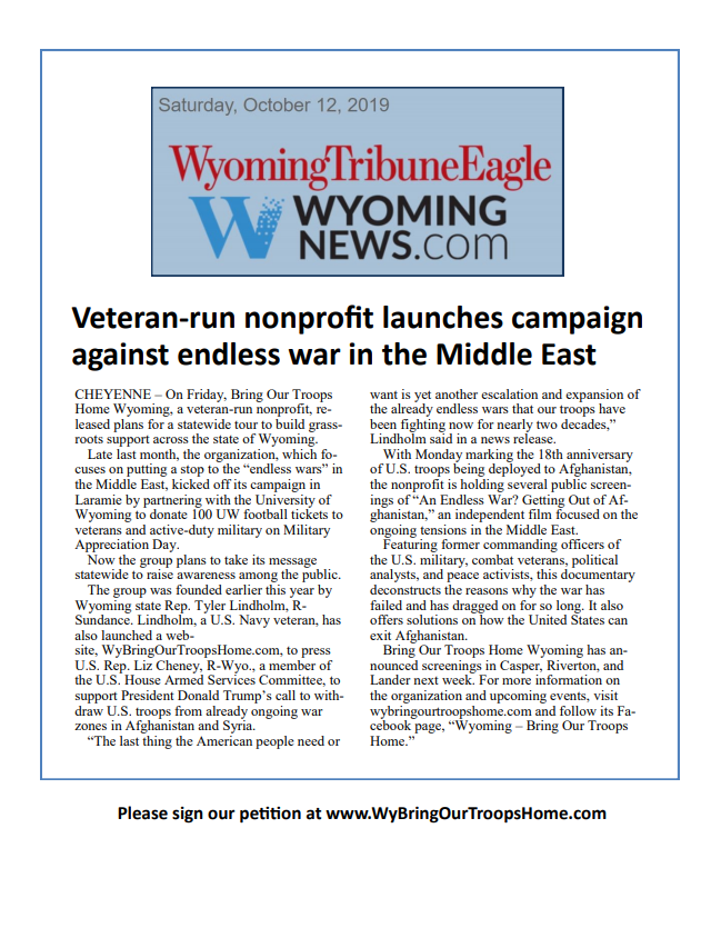 Veteran-run nonprofit launches campaign against endless war in the Middle East