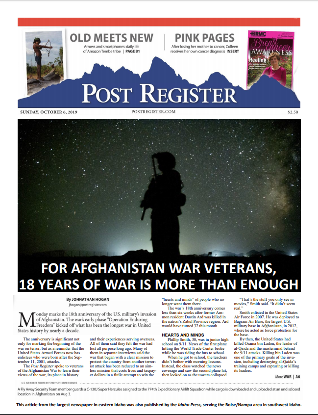 FOR AFGHANISTAN WAR VETERANS, 18 YEARS OF WAR IS MORE THAN ENOUGH
