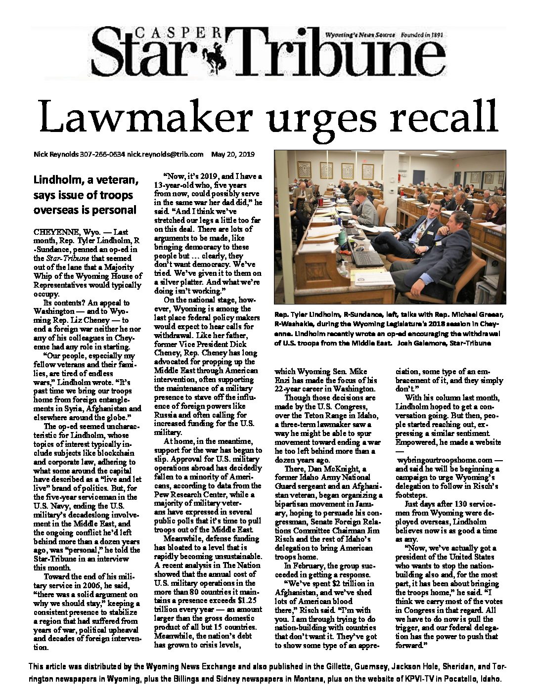 Star Tribune – Lawmaker urges recall