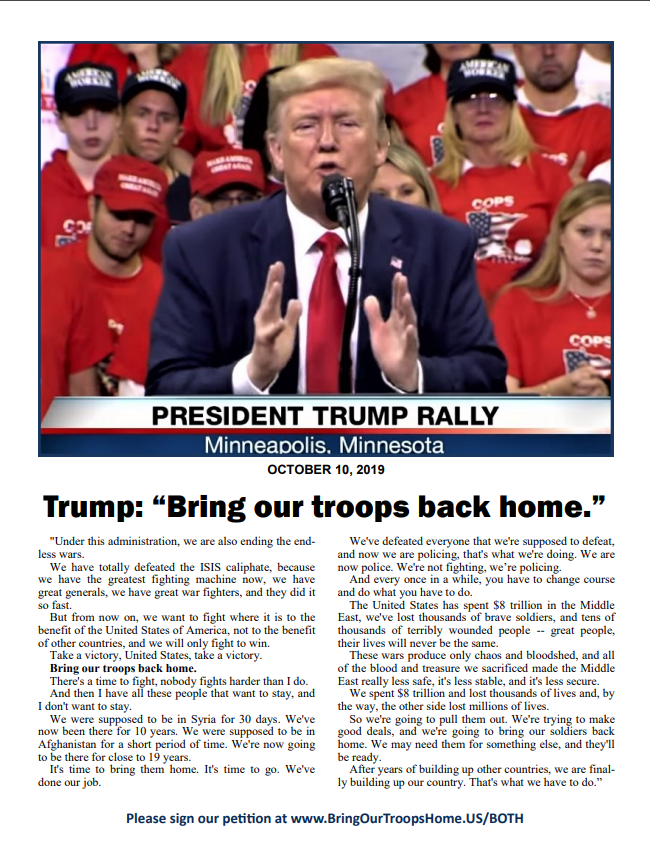 Trump: “Bring our troops back home”