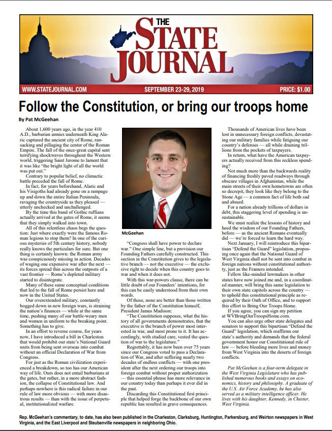 The State Journal – Follow the Constitution, or bring our troops home